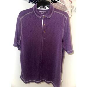 Johnston & Murphy Men’s Polo Shirt – Purple Slub Cotton – Size L